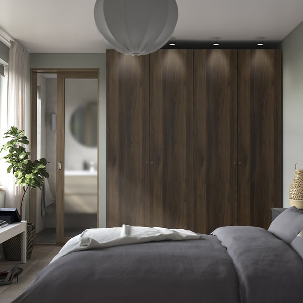 PAX / STORKLINTA تشكيلة دولاب ملابس., رمادي غامق/بني غامق مظهر سنديان مصبوغ, 200x60x236 سم