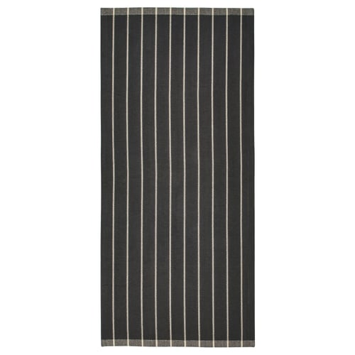 RIDSTIG سجادة، غزل مسطح, رمادي/أبيض-عاجي, 80x180 سم
