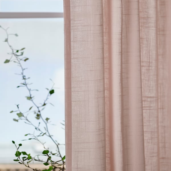 SILVERLÖNN زوج ستائر شفافة, زهري/مع شريط ستارة, 145x300 سم