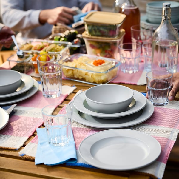 SIMKRABBA صحن عميق, بلاستيك/أخضر-رمادي, 22 سم