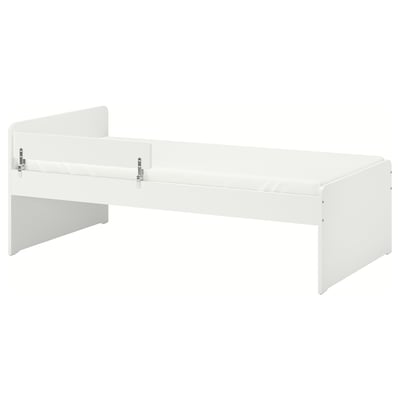 SLÄKT / NATTAPA هيكل سرير مع حاجز حماية+قاعدة سرير, أبيض, 90x200 سم