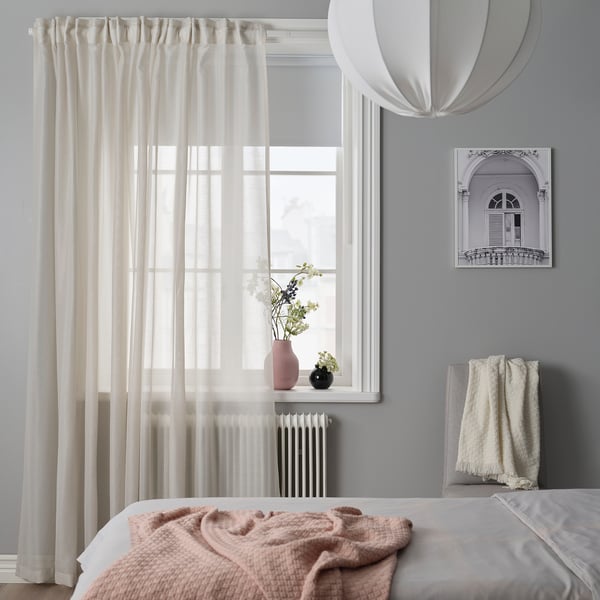 STENFRÖ ستارة شفافة، 1 قطعة, بيج/مع شريط ستارة, 300x300 سم