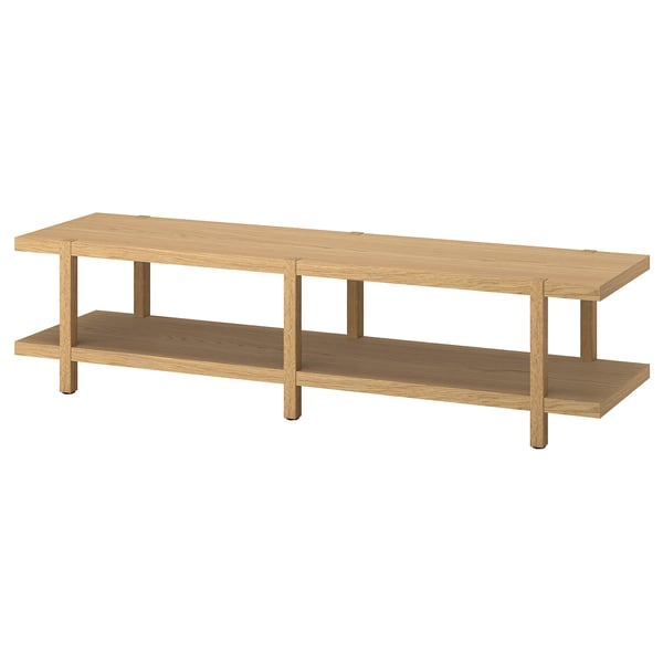 STOCKHOLM 2025 وحدة أرفف/مقعد طويل, قشرة سنديان, 180x41x44 سم