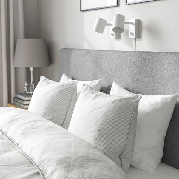 TÄRNKULLEN هيكل سرير بتنجيد, Tibbleby بيج/رمادي/Lindbåden, 160x200 سم