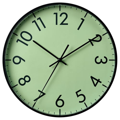 TALLSPARV ساعة حائط, أسود/أخضر, 28 سم