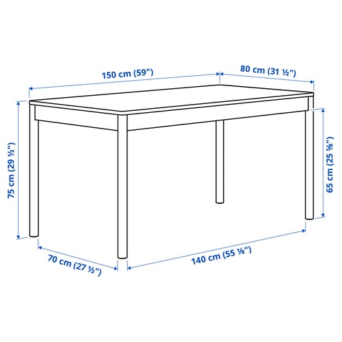 TONSTAD / LISABO طاولة و 4 كراسي, أبيض-عاجي/دردار, 150x80 سم