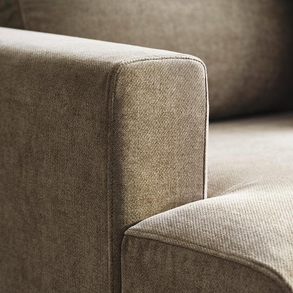UPPÅKRA وحدة كنب بمقعد ونصف, مع مسند ذراعين أيمن/Johanneshov بيج-بني
