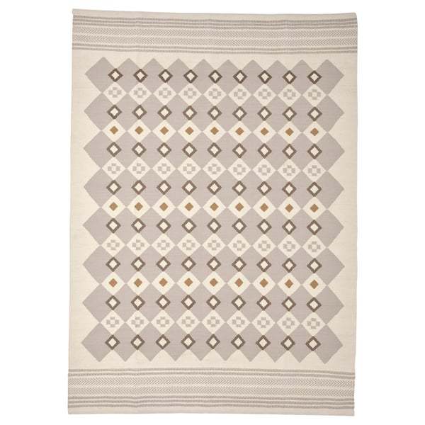 VÄGNÄT سجادة، غزل مسطح, أبيض-عاجي رمادي/صناعة يدوية, 200x300 سم