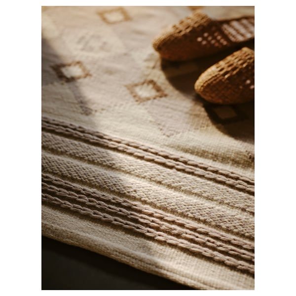 VÄGNÄT سجادة، غزل مسطح, أبيض-عاجي رمادي/صناعة يدوية, 200x300 سم