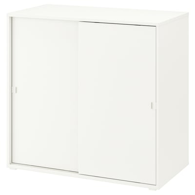 VIHALS خزانة بأبواب سحّابة, أبيض, ‎95x47x90 سم‏