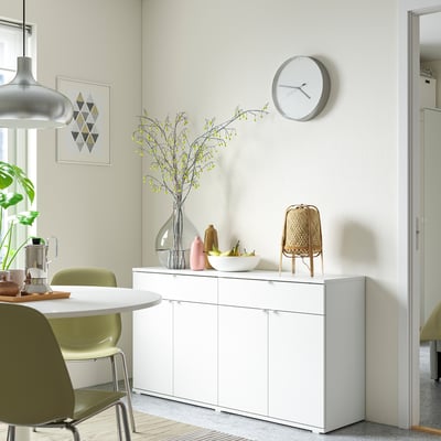 VIHALS خزانة جانبية, أبيض, ‎140x37x75 سم‏