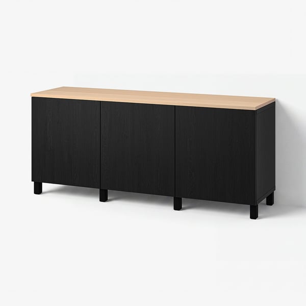 BESTÅ Storage combination with doors, black-brown/Lappviken/Stubbarp black-brown, 180x42x76 cm