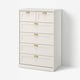 A white FÅGELFJÄLLET chest of drawers, featuring six drawers with brass handles. Its a tall, rectangular dresser with a classic, crafted design.