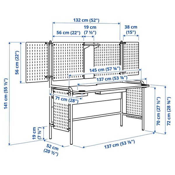 FRÖSKELÅS Gaming desk, black, 144x71 cm