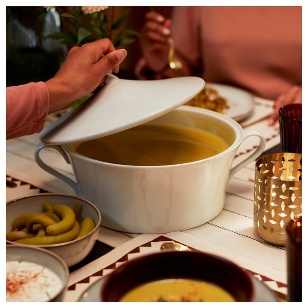 GOKVÄLLÅ Soup tureen, ceramic/white, 4.7 l