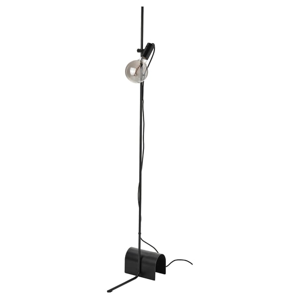 HÅRSLINGA lamp: black pole, smoked glass, adjustable light.