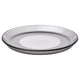 Oval grey glass plate with linear design.
