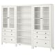 White HEMNES storage combo with glass doors, solid pine wood, adjustable shelves, traditional design.