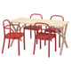 IKEA PS 2026 / STOCKHOLM 2025 Table and 4 chairs, pine/red, 156x75 cm