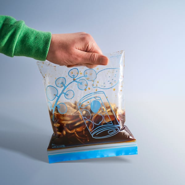 ISTAD Resealable bag, patterned lilac/yellow, 0.3/0.8 l