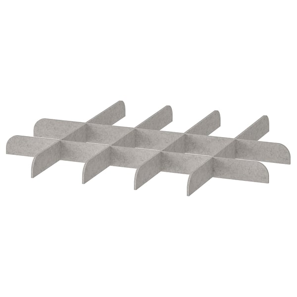 KOMPLEMENT shoe rack, grey, cardboard, 5 slots, simple design.