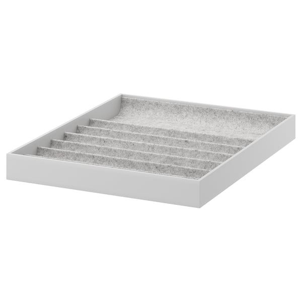 KOMPLEMENT grey felt insert, rectangular with multiple compartments for organising accessories.