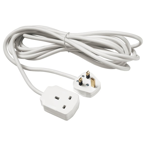 KOPPLA 5m white extension cord, pvc plastic.