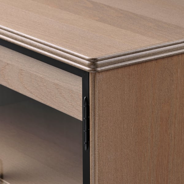Wooden sideboard detail, featuring smooth finish, sturdy construction, and subtle edge design.