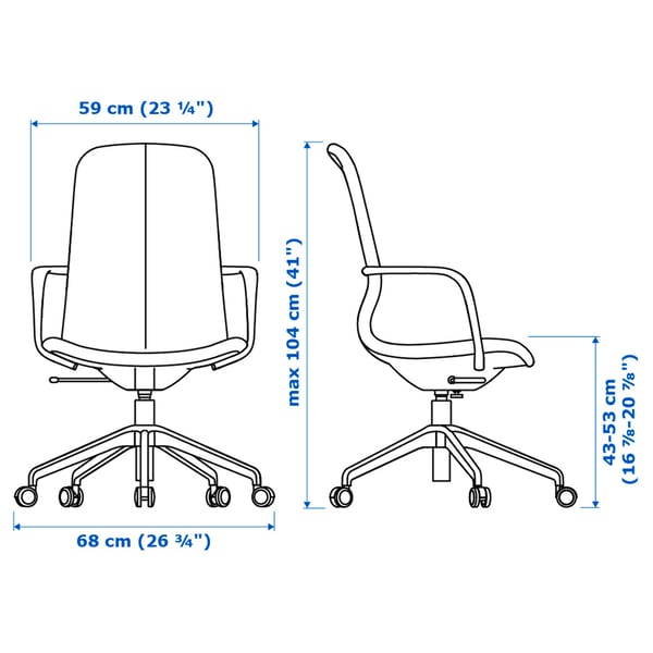 Illustration with measurements for the product: LÅNGFJÄLL.