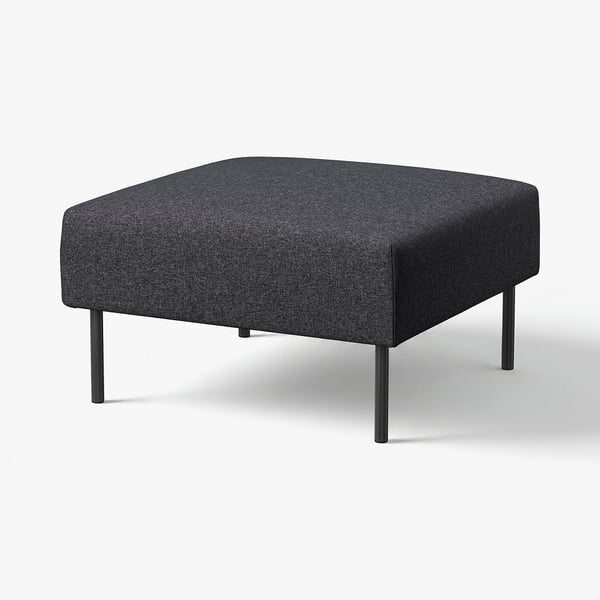 LILLEHEM modular ottoman, grey, metal legs, square shape, modern design