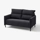 Check out the MANNARP sofa: sleek black design, plush cushions for comfort, modern minimalist look.