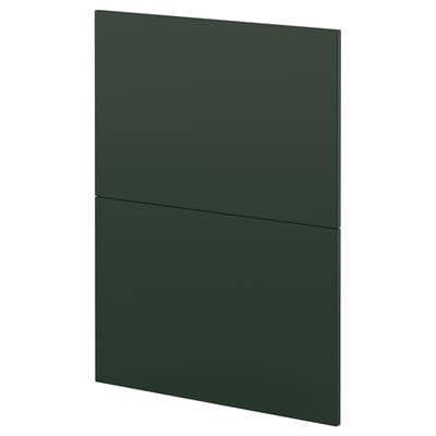 Dark green kitchen cabinet door, rectangular, glossy finish, fiberboard material.