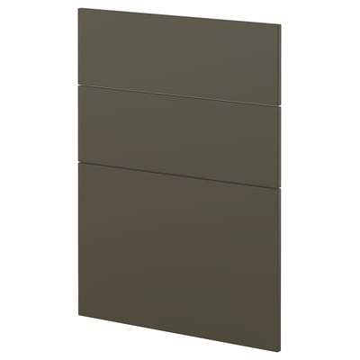 Dark brown kitchen cabinet door, flat and rectangular.