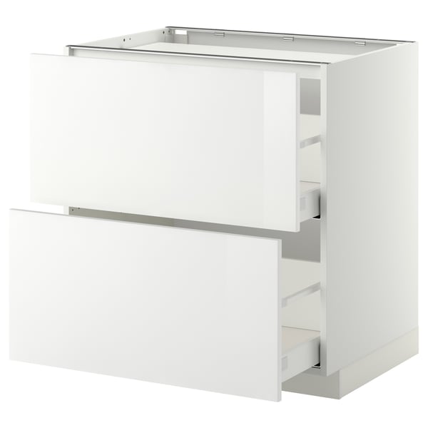 METOD white kitchen cabinet with smooth drawers, modern design.