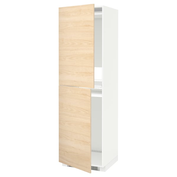 Ikea METOD kitchen unit with light ash doors, white frame, two doors, adjustable shelves.