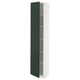 Vertical kitchen cabinet in white & green, sleek modern design, adjustable shelves.