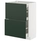 A METOD kitchen cabinet with green havstorp fronts. It two drawers on a white base.