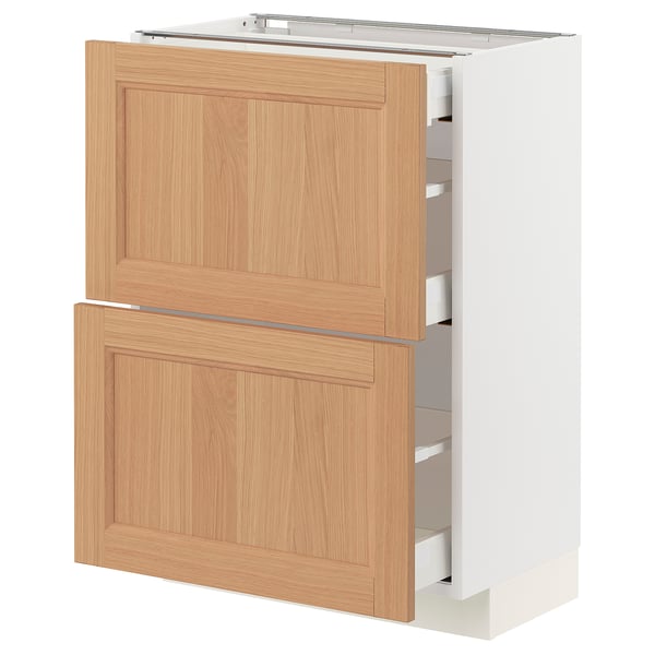 METOD kitchen unit, light wood and white, two large drawers, sleek modern design.