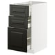 Black bevelled edge drawers and cabinet in white METOD kitchen system.