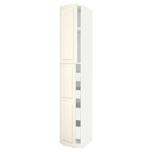 METOD cabinet with double doors and shelves, glossy finish.