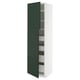 METOD tall kitchen cabinet, green, white interior, shelves.