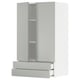 Modern grey METOD kitchen cabinet with double doors and two drawers, tall and sleek.
