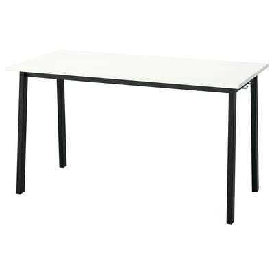 A MITTZON conference table. It has a white top and black metal legs. Simple and modern design, suitable for meetings and co-working spaces.