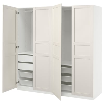 PAX / FLISBERGET Wardrobe combination, white/off-white, 200x66x201 cm