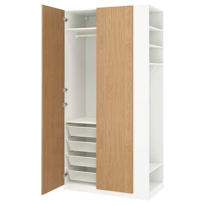 PAX / STORKLINTA Wardrobe combination, white oak effect/white, 120x60x236 cm