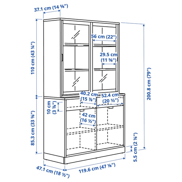 Illustration with measurements for the product: TONSTAD.