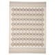 Handwoven grey and cream wool rug with traditional diamond pattern and soumak-weave borders.