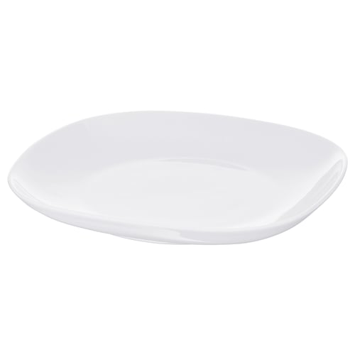 VÄRDERA white square ceramic plate, simple and minimalist design, made of durable feldspar porcelain.