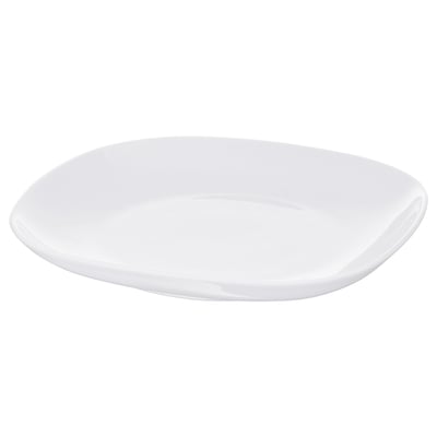 VÄRDERA white square ceramic plate, simple and minimalist design, made of durable feldspar porcelain.