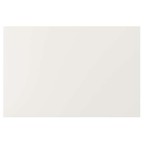VEDDINGE white kitchen cabinet, sleek, modern clean lines, fiberboard & smooth paint.